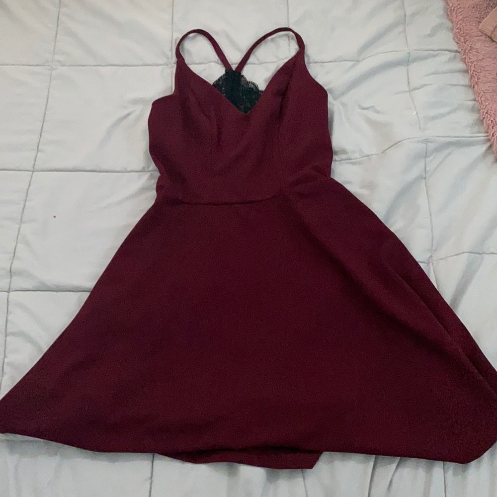maroon dress with lace back